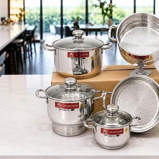 BỘ 5 NỒI INOX 3 ĐÁY CAO CẤP SKY STAR DA-08IG