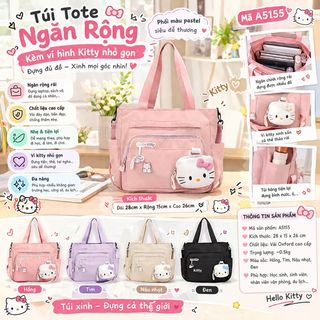 🎀 TÚI TOTE KITTY A5155 – NGĂN RỘNG, KÈM VÍ MINI XINH XẮN, MÀU PASTEL DỄ THƯƠNG