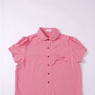 Impéris Fashion | Áo Sơ Caro Đỏ Nơ Túi Freesize