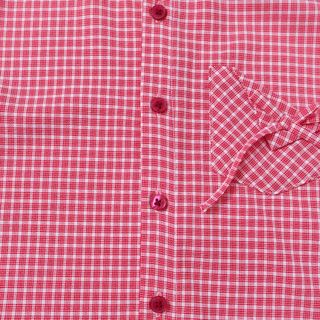 Impéris Fashion | Áo Sơ Caro Đỏ Nơ Túi Freesize