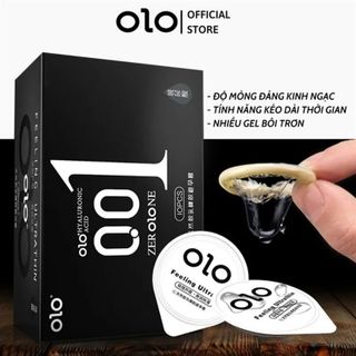 Bao cao su siêu mỏng kéo dài thời gian OLO 001 Đen 10 cái che tên chính hãng