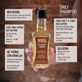 Dầu Gội Dưỡng Tóc Hằng Ngày Reuzel Daily Shampoo 350ml (11.83 oz) – Làm Sạch Sảng Khoái & Giữ Độ Ẩm Tự Nhiên