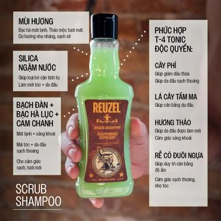 Dầu Gội Tẩy Tế Bào Chết Reuzel Scrub Shampoo 350ml (11.8 oz) – Tẩy Sạch Cặn Build-Up Pomade & Làm Sạch Sâu Da Đầu