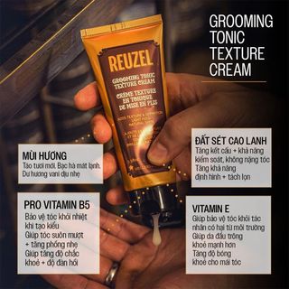 Kem Dưỡng Tóc Reuzel Grooming Tonic Texture Cream 100ml (3.38 oz) – Bảo Vệ Nhiệt & Tạo Độ Phồng Tự Nhiên