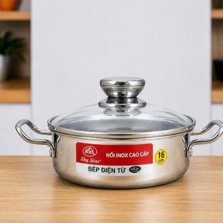 NỒI INOX LIỀN KHỐI NẮP KÍNH SKY STAR 16cm