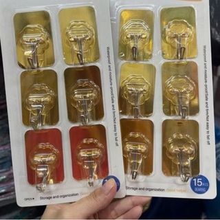 ( Size Nhỏ ) Set 6 Móc Dán Tường Vàng - Bạc