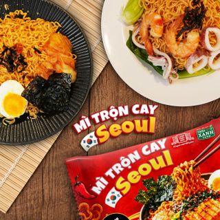 Combo 10 Gói Mì Trộn Cay Seoul 90g - Thấm đậm từng sợi mì cay thơm bùng vị Làng Chài Xưa