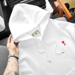 HOODIE AMI LOGO THÊU NGỰC.  Chất nỉ da cá cotton xuất dư đứng mình vải, lớp lông lót trong mềm mịn cao cấp.