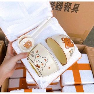 SET BÁT SỨ 4 MÓN HOẠ HÌNH DỄ THƯƠNG