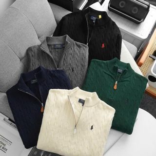 Len dệt kim Polo. Chất len xịn, khoá zip cổ chuẩn hãng.