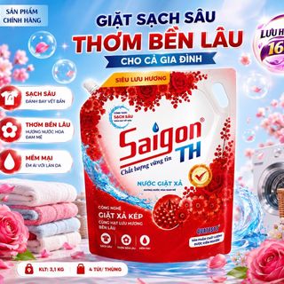 Nước giặt xả Saigon TH 3,1kg hương nước hoa đam mê