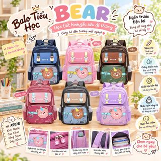🎒 BALO TIỂU HỌC BEAR A9028 – XINH XẮN, RỘNG RÃI, DỄ MANG