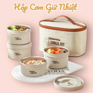 HỘP CƠM 4 NGĂN LUNCH BOX TRÒN KÈM TÚI (T20)