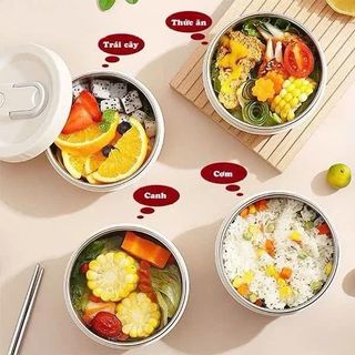 HỘP CƠM 4 NGĂN LUNCH BOX TRÒN KÈM TÚI (T20)