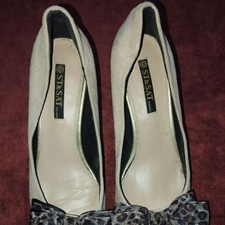 Giày si - xịn gót 7cm, kem, size 37