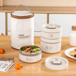 HỘP CƠM 3 NGĂN LUNCH BOX TRÒN KÈM TÚI (T40)
