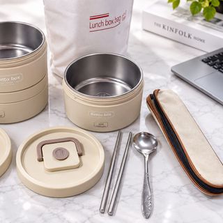 HỘP CƠM 3 NGĂN LUNCH BOX TRÒN KÈM TÚI (T40)