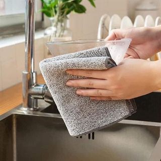23X23 (Set 50) Khăn Lau Đa Năng Sợi Tre Dày Dặn Màu Xám (Bao 120 Set)
