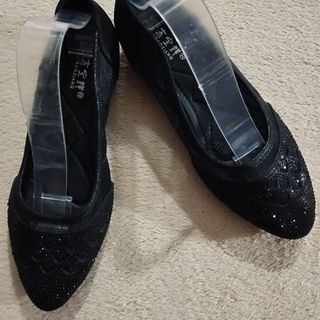 Giày búp bê lưới gót 5cm.đen size 37