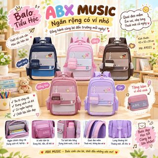 🎒 BALO TIỂU HỌC ABX MUSIC A9021 – RỘNG RÃI, TIỆN DỤNG CHO BÉ