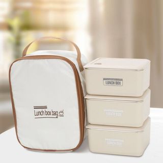 HỘP CƠM 3 NGĂN LUNCH BOX VUÔNG KÈM TÚI (T30)