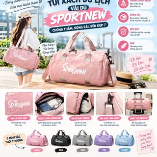 TÚI XÁCH DU LỊCH VẢI DÙ SPORTNEW – CHỐNG THẤM, RỘNG RÃI, BỀN ĐẸP - PIPI STORE