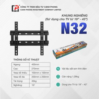 Khung treo Tivi Nghiêng 19inch đến 43inch - N32