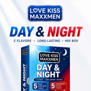 Bao cao su Love kiss maxxmen Day & Night hộp 10 chiếc size 52mm, hỗn hợp siêu mỏng, gai kéo dài