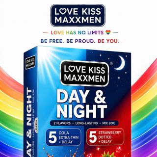 Bao cao su Love kiss maxxmen Day & Night hộp 10 chiếc size 52mm, hỗn hợp siêu mỏng, gai kéo dài