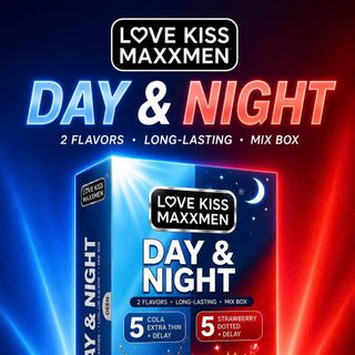 Bao cao su Love kiss maxxmen Day & Night hộp 10 chiếc size 52mm, hỗn hợp siêu mỏng, gai kéo dài
