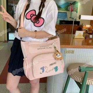 👜🐶 TÚI TOTE MENU A5230 – HỌA TIẾT CÚN HÀI HƯỚC, FORM RỘNG, KÈM KHÓA BÔNG