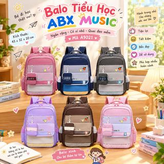 BALO TIỂU HỌC ABX MUSIC A9021 – RỘNG RÃI, NHIỀU NGĂN, QUAI ĐEO MỀM