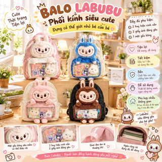 👓 LABUBU – Balo Phối Kính Dễ Thương, Kèm 4 Phụ Kiện Cho Bé