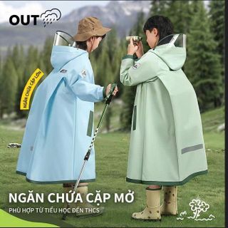 Áo mưa trẻ em ADVEN chất liệu Eva cao cấp, có khóa kéo, khoang chứa đựng balo lớn, phản quang phát sáng ban đêm - CH197