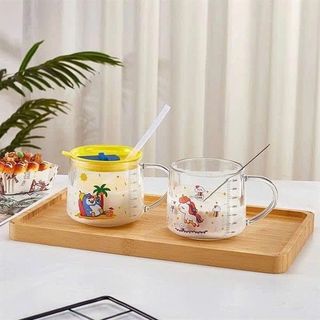 Ly Thuỷ Tinh Chia Vạch Nắp Vàng 350ML