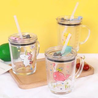 Ly Thuỷ Tinh Chia Vạch Nắp Vàng 350ML