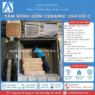 Bông Ceramic tấm, 1260 độ C, tỷ trọng 300kg/m3, khổ 600mm x dài 900mm x dày 25mm