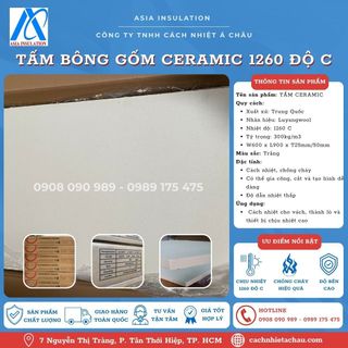 Bông Ceramic tấm, 1260 độ C, tỷ trọng 300kg/m3, khổ 600mm x dài 900mm x dày 25mm