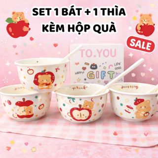Set Chén Kèm Muỗng Gấu Táo (Thùng 60)