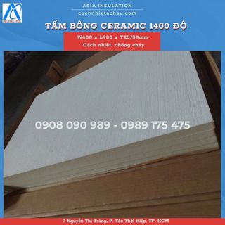 Tấm bông sợi gốm Ceramic hiệu Isolite 1400 độ, 330kg/m3, khổ 600mm x dài 900mm x dày 25mm