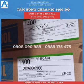 Tấm bông sợi gốm Ceramic hiệu Isolite 1400 độ, 330kg/m3, khổ 600mm x dài 900mm x dày 25mm