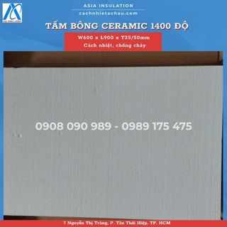 Tấm bông sợi gốm Ceramic hiệu Isolite 1400 độ, 330kg/m3, khổ 600mm x dài 900mm x dày 25mm