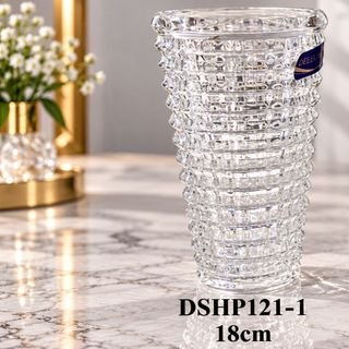 BÌNH CẮM HOA THUỶ TINH CARO TRÒN DELI 18cm DSHP121-1 (T18)