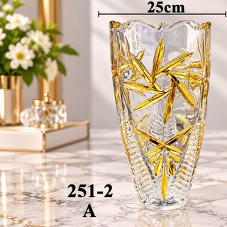 BÌNH CẮM HOA THUỶ TINH NHỦ VÀNG 25cm ELEGANT 251-2A (T12)