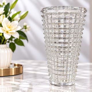 BÌNH CẮM HOA THUỶ TINH CARO TRÒN DELI 28cm DSHP121-3 (T6)