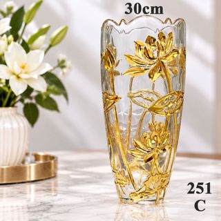 BÌNH CẮM HOA THUỶ TINH NHỦ VÀNG 30cm ELEGANT 251C (T6)