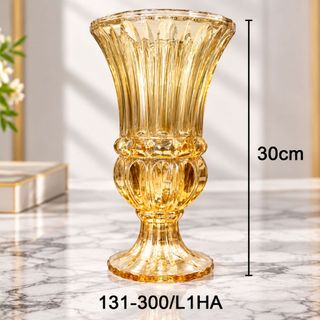 BÌNH CẮM HOA THUỶ TINH VÀNG CÓ CHÂN 30cm DSHP131-300L1HA (T6)