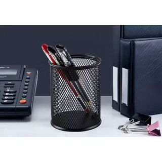 Cốc Cắm bút sắt tròn Đen Guangbo WZ5922