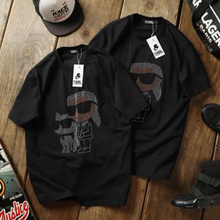 Mẫu áo thun KARL LAGERFELD. Áo chất cotton 100% cao cấp xịn. Logo đính đá.
