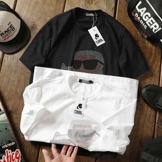 Mẫu áo thun KARL LAGERFELD. Áo chất cotton 100% cao cấp xịn. Logo đính đá.